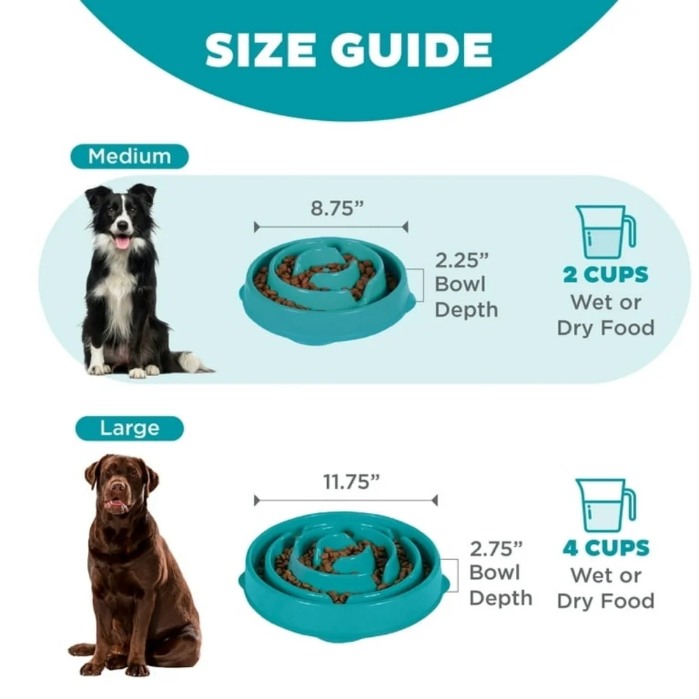 Outward Hound Turquoise Small/Medium Pet Dog Slow Feeder Bowl